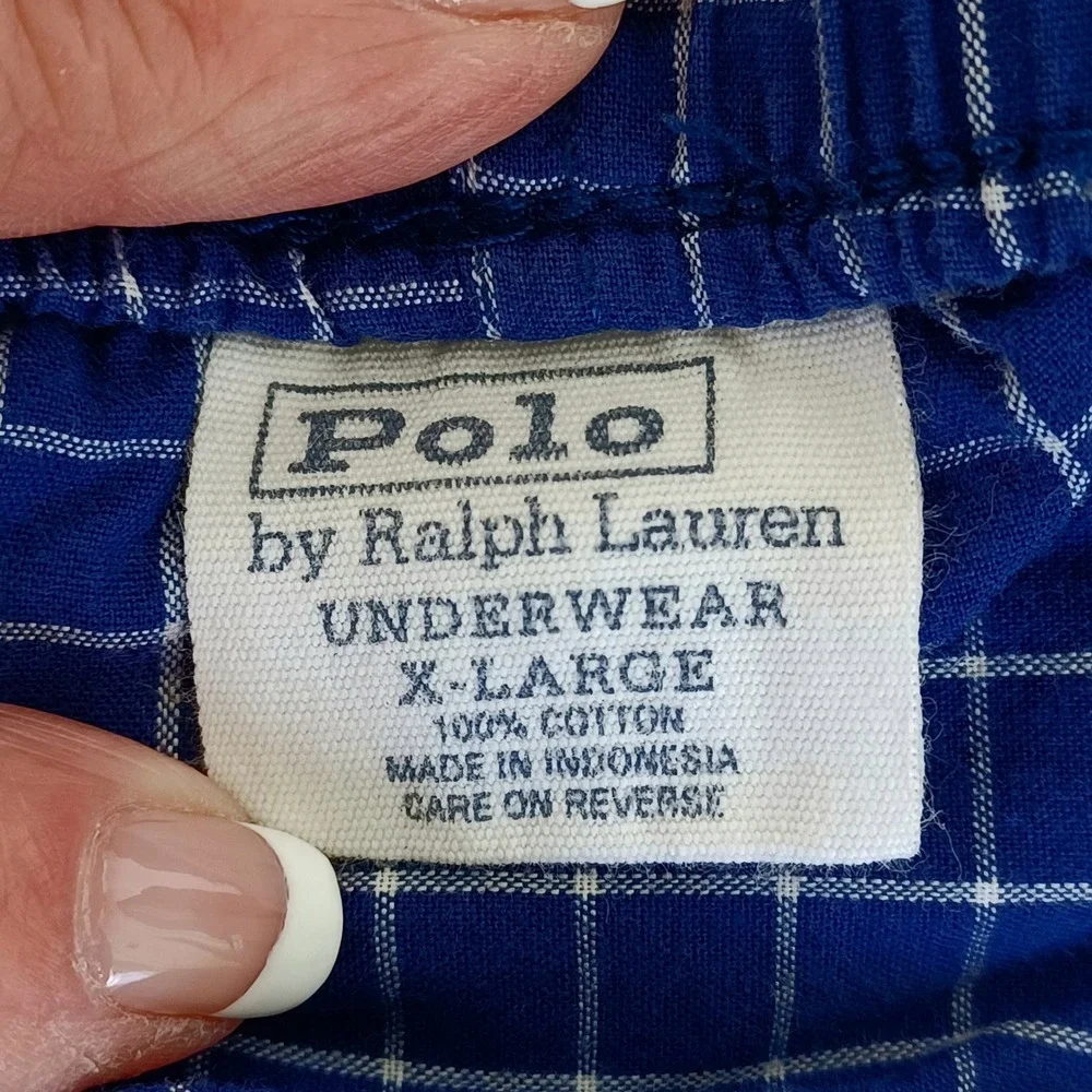 Polo Ralph Lauren Mens XL Blue White Windowpane Check Cotton Pajama Pants Lounge